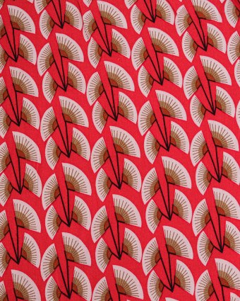 Tissu Viscose Motif Ethnique Rouge - Mercerine