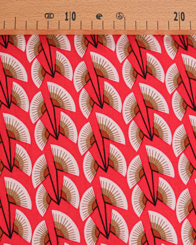 Tissu Viscose Motif Ethnique Rouge - Mercerine