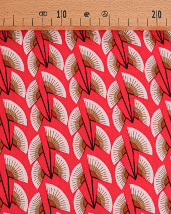 Tissu Viscose Motif Ethnique Rouge - Mercerine