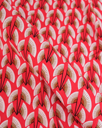 Tissu Viscose Motif Ethnique Rouge - Mercerine