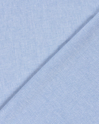 Tissu Coton Lin Fines Rayures Bleu Ciel  - Mercerine