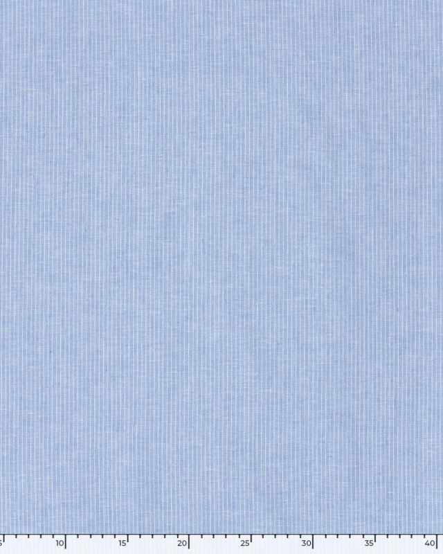 Tissu Coton Lin Fines Rayures Bleu Ciel  - Mercerine