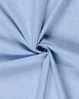 Tissu Coton Lin Fines Rayures Bleu Ciel  - Mercerine