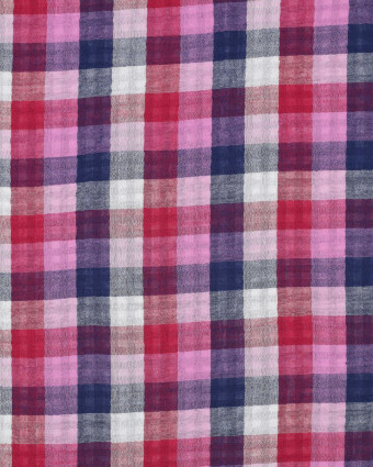 Double Gaze à Carreaux Rose et Bleu Double Face - Mercerine