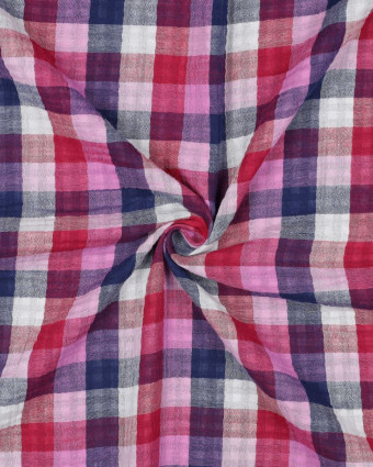 Double Gaze à Carreaux Rose et Bleu Double Face - Mercerine