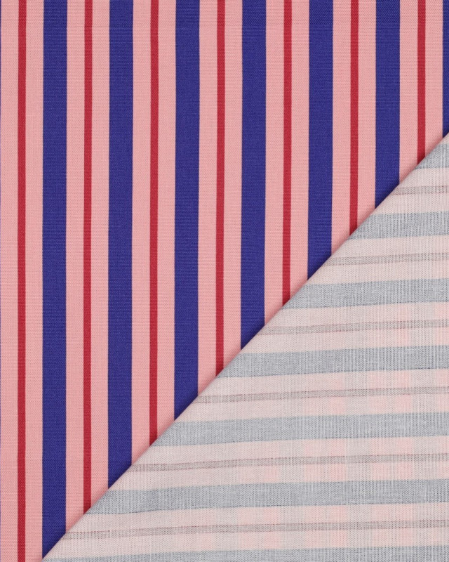 Toile Canvas à Rayures Roses et Bleues - Mercerine