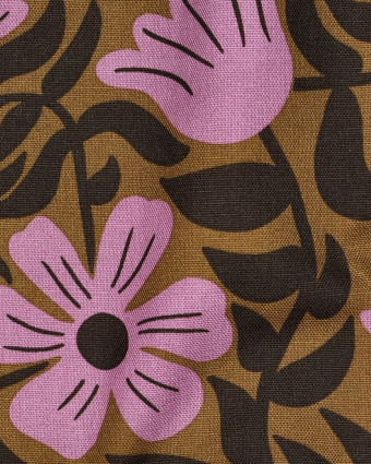 Toile Canvas Motif Fleuri Mauve - Mercerine