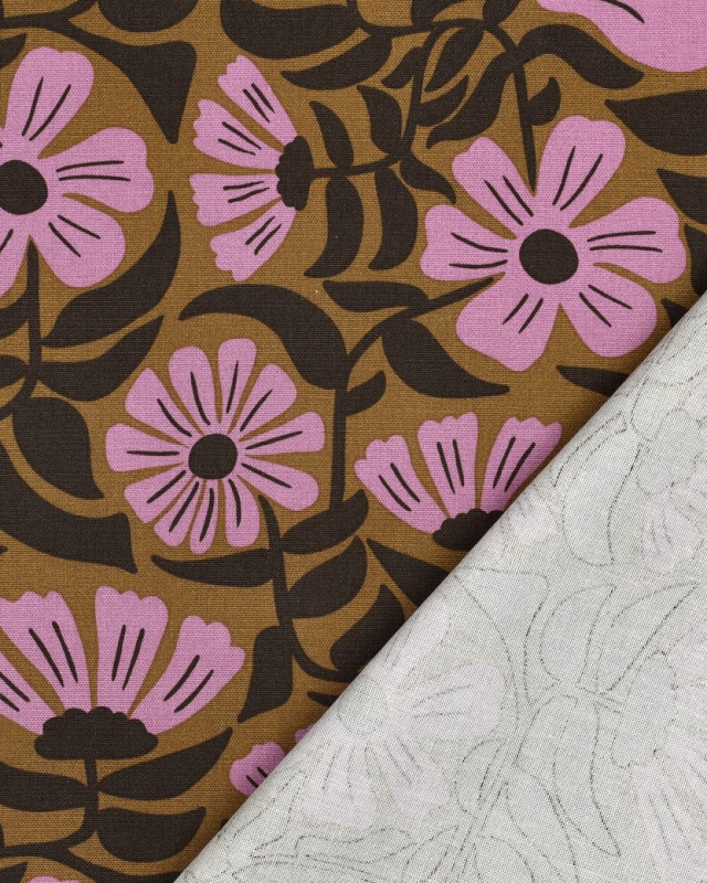 Toile Canvas Motif Fleuri Mauve - Mercerine