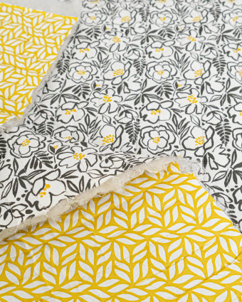 Tissu Matelassé Talullah Noir et Jaune - Mercerine