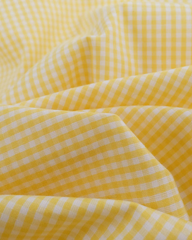 Tissu Coton Vichy Jaune poussin petits carreaux - Mercerine