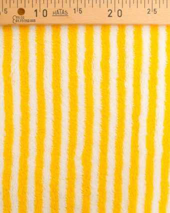 Tissu Eponge Bicolore Fines Rayures Jaune et Ecru  - Mercerine
