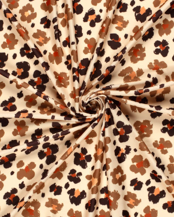 Tissu Maillot de Bain Beige Imprimé Fleuri Léopard - Mercerine