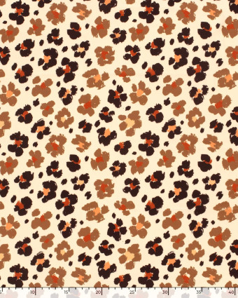 Tissu Maillot de Bain Beige Imprimé Fleuri Léopard - Mercerine