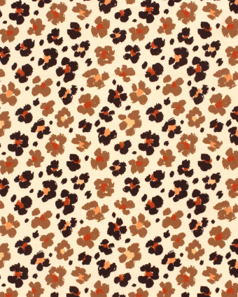 Tissu Maillot de Bain Beige Imprimé Fleuri Léopard - Mercerine