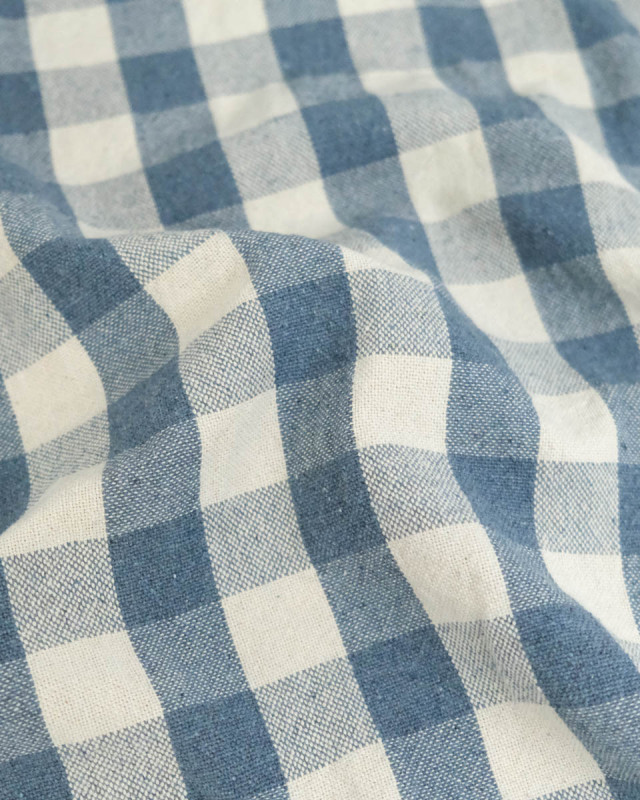 Tissu Coton Epais Tissé à Carreaux Denim - Mercerine