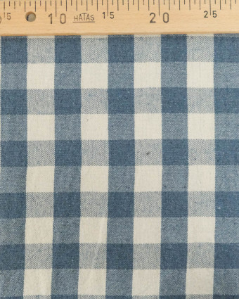 Tissu Coton Epais Tissé à Carreaux Denim - Mercerine