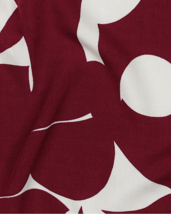 Tissu Viscose Ecrue Motif Abstrait Bordeaux  - Mercerine