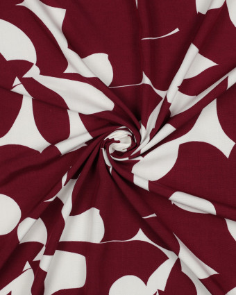 Viscose Ecrue Motif Abstrait Bordeaux  - Mercerine