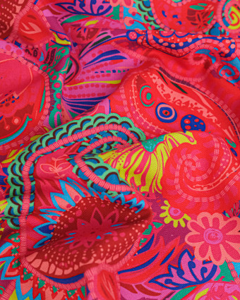 Toile Semi-Panama Rose Fuchsia Motif Cachemire  - Mercerine