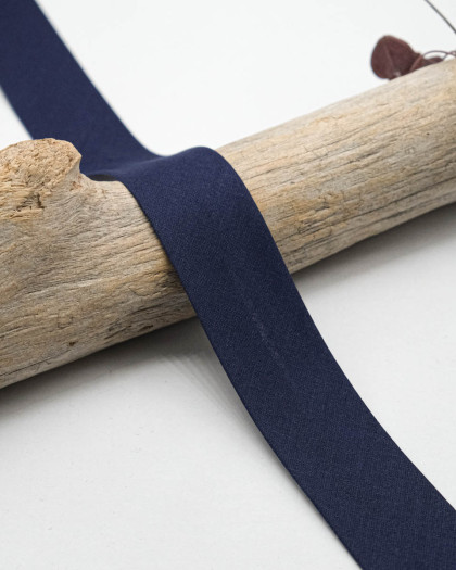 Biais Uni 100% Coton Bleu Marine - Mercerine