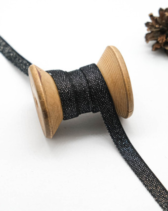 Ruban Sergé à Chevrons Lurex Noir - Mercerine