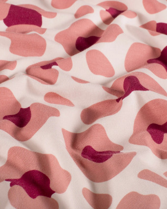 Jersey de Coton Imprimé Léopard Rose - Mercerine