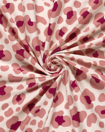 Jersey de Coton Imprimé Léopard Rose - Mercerine
