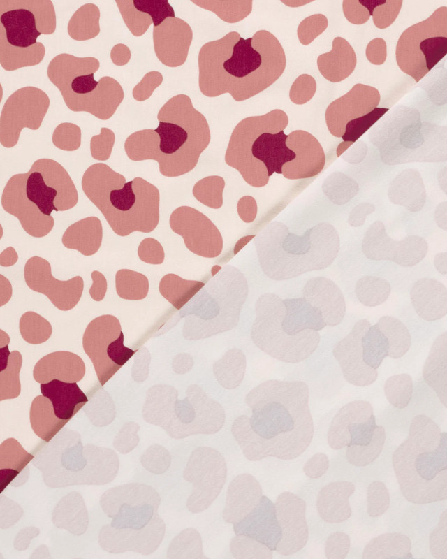 Jersey de Coton Imprimé Léopard Rose - Mercerine