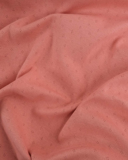 Tissu Jersey Maille Pointelle Corail - Mercerine