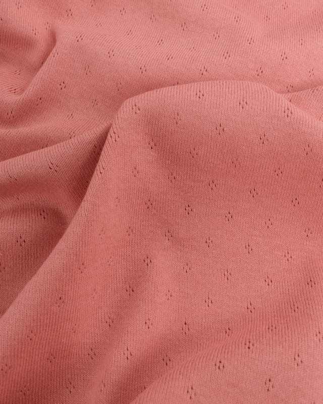 Tissu Jersey Maille Pointelle Corail  -Mercerine