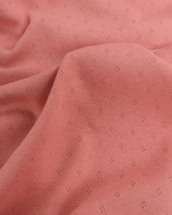 Tissu Jersey Maille Pointelle Corail  -Mercerine