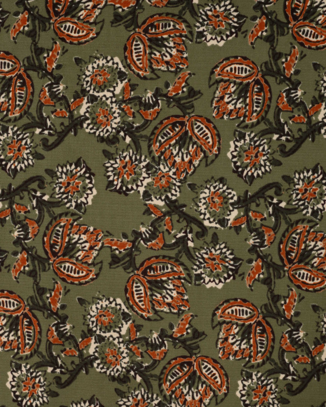 Tissu Velours Milleraies Inspiration Indienne Kaki - Mercerine