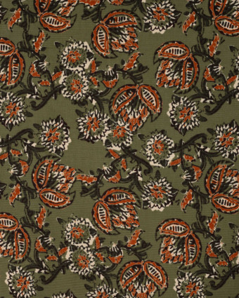 Tissu Velours Milleraies Inspiration Indienne Kaki - Mercerine