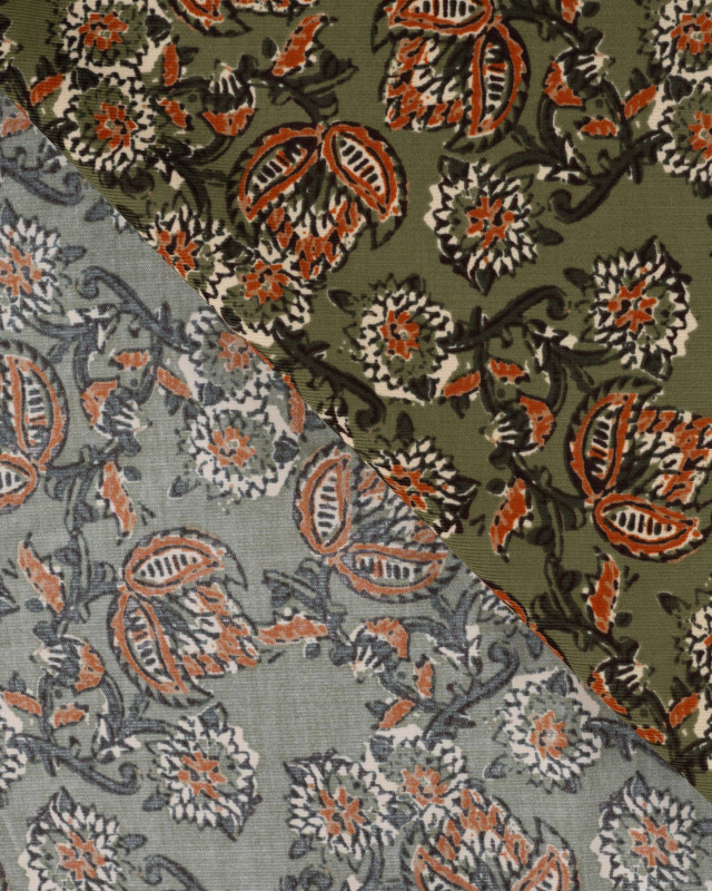 Tissu Velours Milleraies Inspiration Indienne Kaki - Mercerine