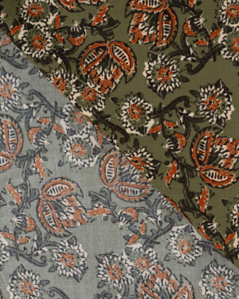 Tissu Velours Milleraies Inspiration Indienne Kaki - Mercerine
