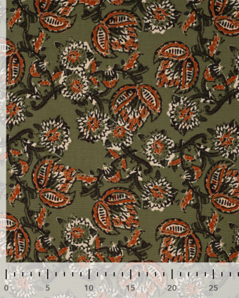 Tissu Velours Milleraies Inspiration Indienne Kaki - Mercerine
