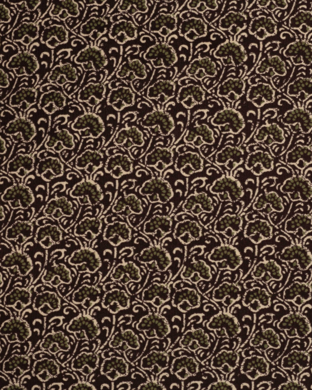 Tissu Velours Milleraies Inspiration Indienne Marron - Mercerine