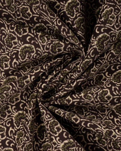 Tissu Velours Milleraies Inspiration Indienne Marron - Mercerine
