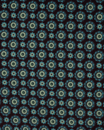 Tissu Velours Milleraies Petites Fleurs Bleu Pétrole - Mercerine