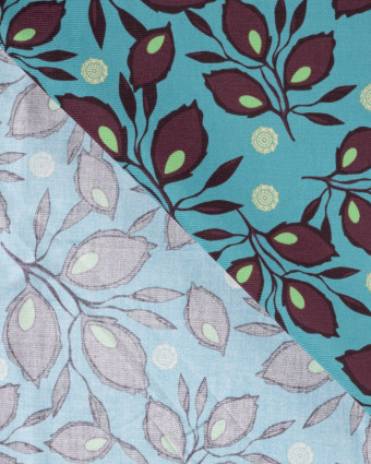 Tissu Velours Milleraies Feuillage Bleu Pétrole - Mercerine