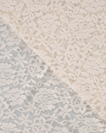 Tissu Dentelle Velours Motif Fleurs Ecru - Mercerine