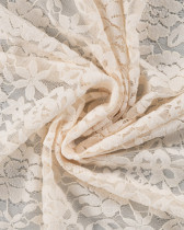 Tissu Dentelle Velours Motif Fleurs Ecru