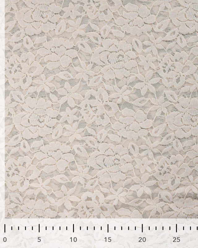 Tissu Dentelle Velours Motif Fleurs Ecru - Mercerine