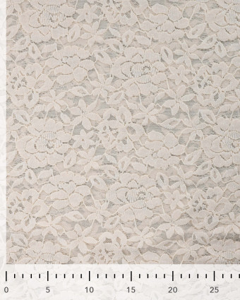 Tissu Dentelle Velours Motif Fleurs Ecru - Mercerine