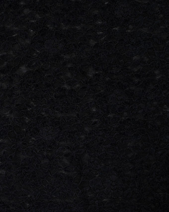 Tissu Dentelle Velours Motif Fleurs Noir - Mercerine