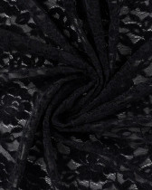 Tissu Dentelle Velours Motif Fleurs Noir