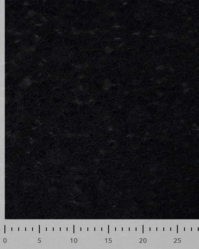 Tissu Dentelle Velours Motif Fleurs Noir - Mercerine