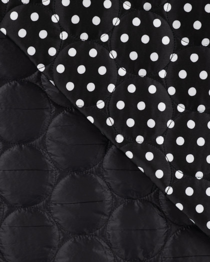 Tissu Matelassé à Pois Blanc Fond Noir - Mercerine
