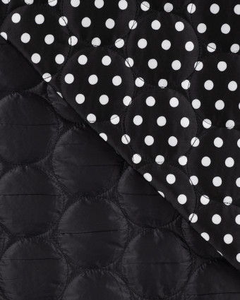 Tissu Matelassé à Pois Blanc Fond Noir - Mercerine