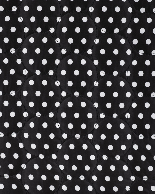 Tissu Matelassé à Pois Blanc Fond Noir - Mercerine